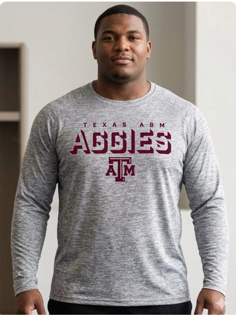 Fanatics Gray and Maroon Texas A&M Aggies Long Sleeve Performance Tee